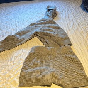 Celebrity Pink Gray Waffle Knit Pajama Set